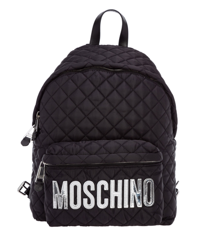 Pre-owned Moschino Backpack Women 2b760782014555 Black Big Lined Interior Knapsack