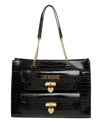 Pre-owned Moschino Love  Shoulder Bag Women Jc4069pp1flf0000 Black Big Lined Interior