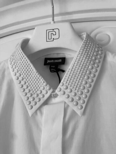 Pre-owned Just Cavalli White Cotton Studded Shirt It50 / L