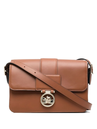 Longchamp Logo-plaque Cross Body Bag In Brown
