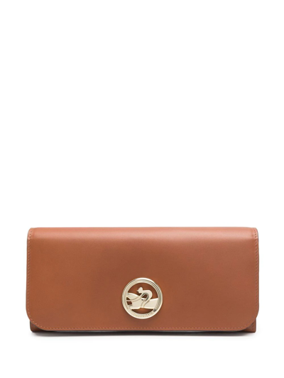 Longchamp Box-trot Long Continental Wallet In Marrone