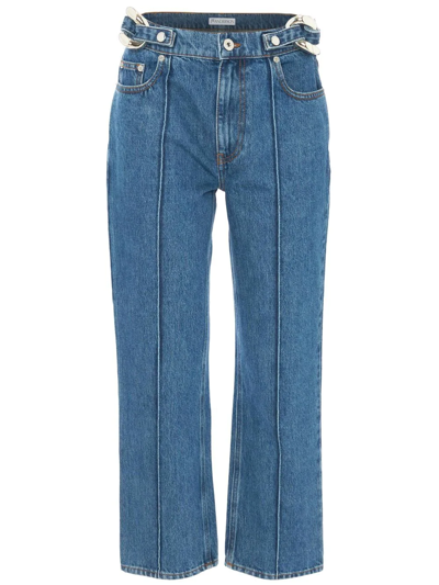 Jw Anderson Chain-embellished Cropped High-rise Straight-leg Jeans In Blue