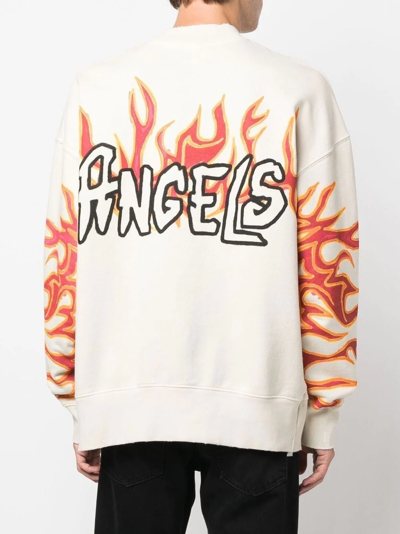 Palm Angels Graffiti-print Logo Sweatshirt In Weiss