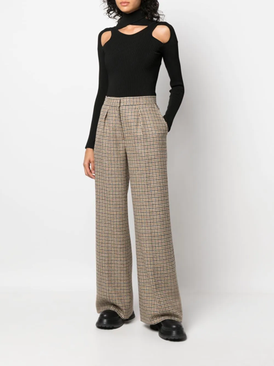Palm Angels Checked Wide-leg Trousers In Braun