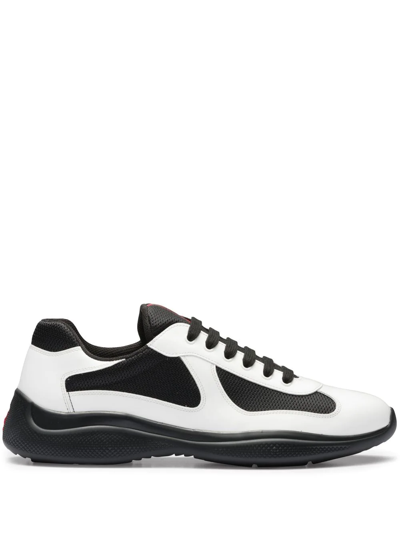 Prada America's Cup Low-top Sneakers In White/black