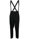 Brunello Cucinelli Cropped Brace-detail Trousers In Black
