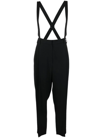 Brunello Cucinelli Cropped Brace-detail Trousers In Black