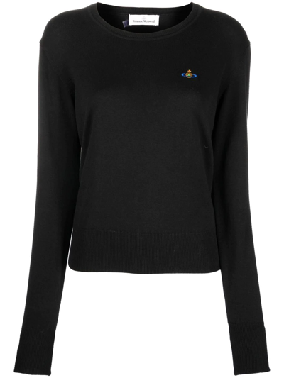 Vivienne Westwood Orb-logo Embroidery Cotton-cashmere Jumper In Black