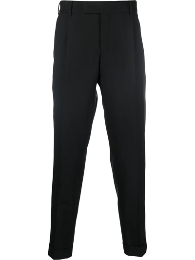 Pt Torino Charm-detail Tailored Trousers In Schwarz