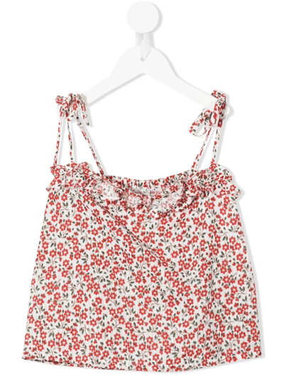 Little Bambah Floral-print Ruffled Vest In Red