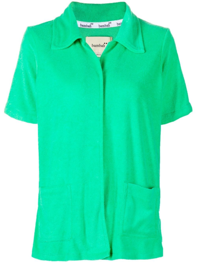 Bambah Towelling-effect Short-sleeve Shirt In Green