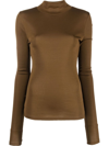 Lemaire Cotton Jersey Turtleneck Top In Braun