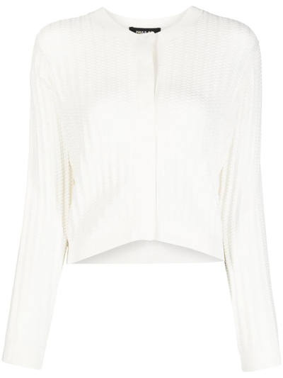 Paule Ka Textured-knit Long-sleeved Cardigan In White