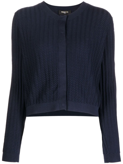 Paule Ka Textured-knit Cardigan In Blue