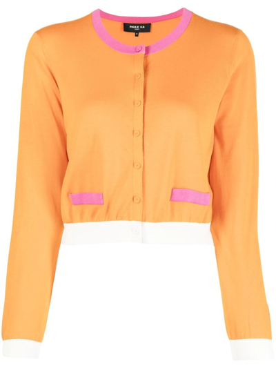 Paule Ka Colour-block Cardigan In Orange