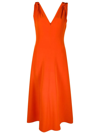 Victoria Beckham Twist-shoulder Fit-and-flare Dress In Orange