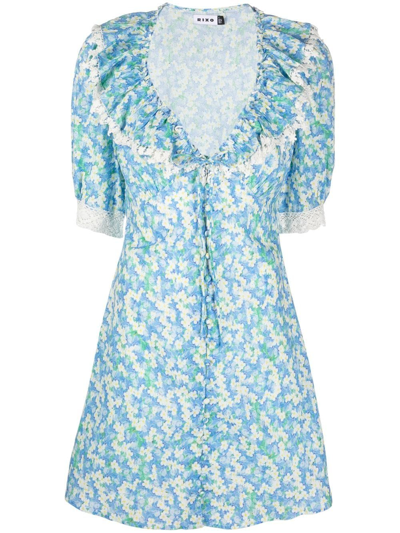 Rixo London Anya Printed Cotton Minidress In Blue