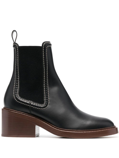 Chloé Bottines Chelsea Mallo Femme Noir Taille 36 100% Cuir De Veau, Viscose, Nylon In Black