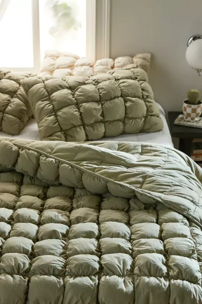 Urban Outfitters Marshmallow Puff Comforter In Olive