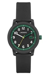 Lacoste Kids' 12.12 Silicone Strap Watch, 33mm In Black