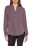 Nydj Pleated Yoke Peasant Blouse In Multi