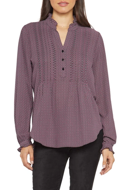 Nydj Pleated Yoke Peasant Blouse In Portgeo