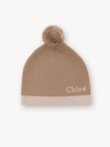 CHLOÉ KNITTED HAT BEIGE SIZE 0-1 90% COTTON, 10% WOOL