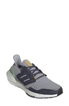 Adidas Originals Ultraboost 22 Running Shoe In Halo Silver/ Navy/ Linen Green