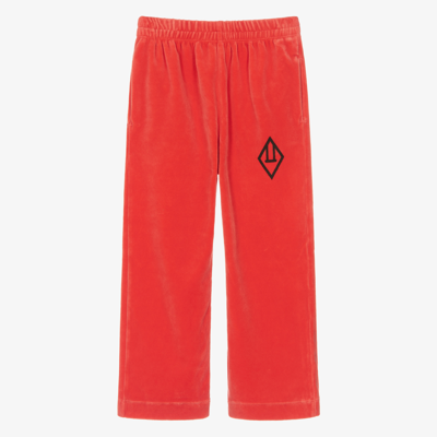 The Animals Observatory Kids' Red Cotton Velour Trousers