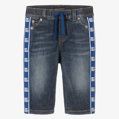 Dolce & Gabbana Babies' Regular-fit Blue Wash Jeans With Dg-logo Band In Multicolor