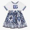 DOLCE & GABBANA GIRLS BLUE MAJOLICA DRESS