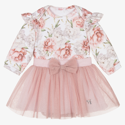Sofija Babies' Girls Pink Cotton Skirt Set