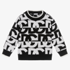 Dolce & Gabbana Black And White Logo Wool Sweater In Black