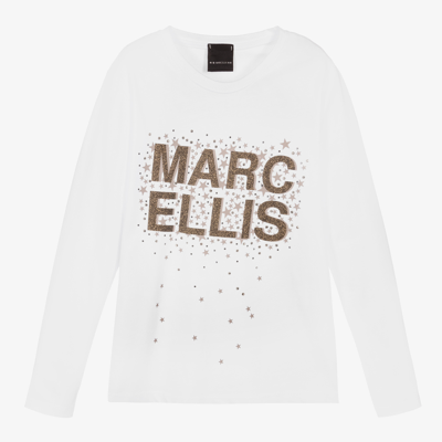 Marc Ellis Kids' Girls White Glitter Logo Top