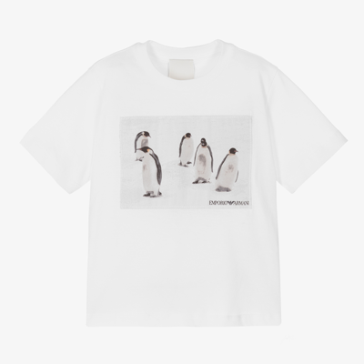 Emporio Armani Kids' Boys White Penguin T-shirt