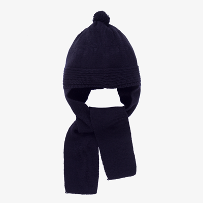 Foque Babies' Blue Knitted Hat & Scarf