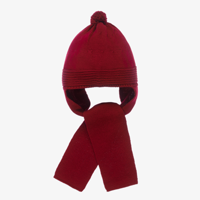 Foque Babies' Red Knitted Hat & Scarf