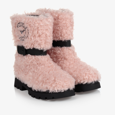 Emporio Armani Teen Girls Pink Fluffy Boots In Pink