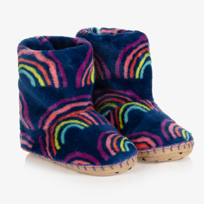 Hatley Kids' Girls Blue Rainbow Slippers