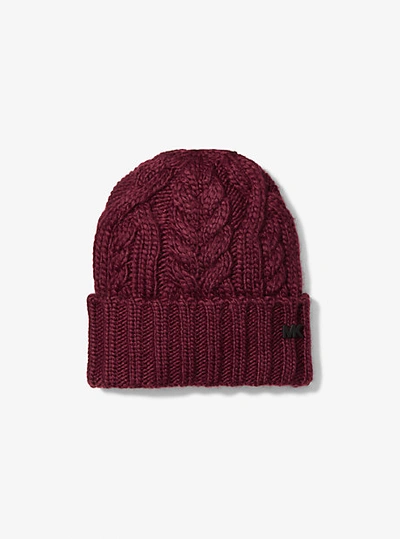 Michael Kors Cable Knit Beanie Hat In Brown