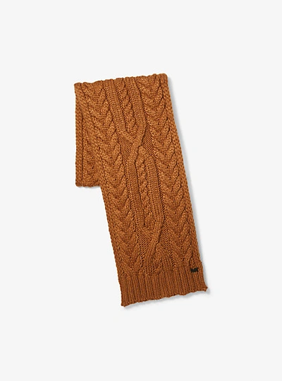 Michael Kors Cable Knit Scarf In Brown