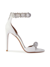 Alaïa Bombe Stud Snakeskin Ankle-wrap High-heel Sandals In White