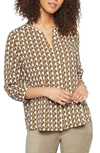 Nydj High-low Crepe Blouse In Georgie Geo