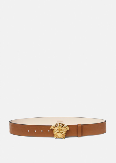 Versace La Medusa Greca Belt, Male, Brown, 85 Cm