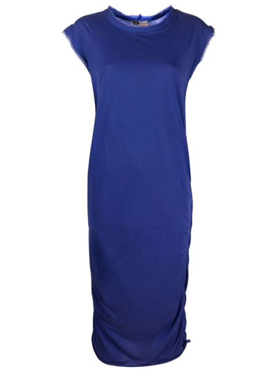 Pre-owned Lanvin Ruched Detailing Shift Midi Dress In Blue