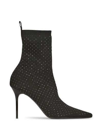 Balmain Skye Stretch-knit Ankle Boots In Black