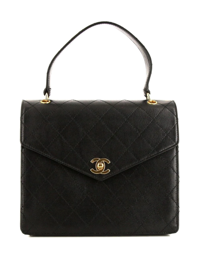 Pre-owned Chanel 1999 Cc Quilted Top-handle Bag In Black