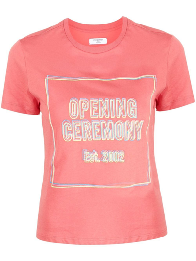 Opening Ceremony Box Logo Print T-shirt In Orange