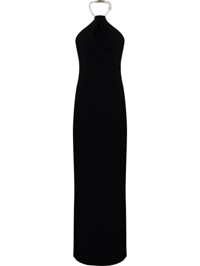 Solace London Riva Crystal-embellished Gown In Black