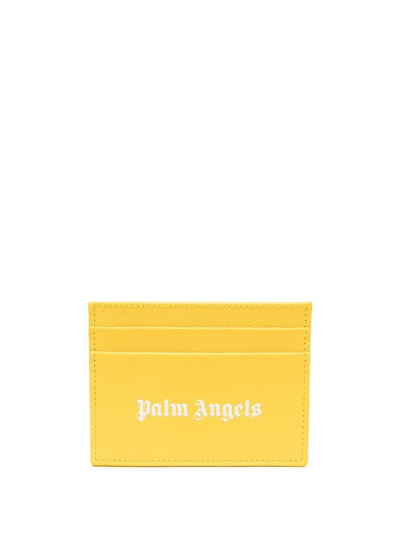 Palm Angels Gothic Logo-print Cardholder In Yellow